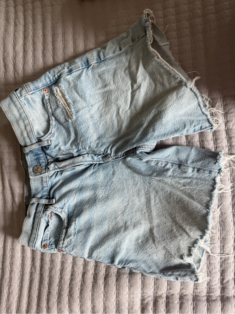 American Eagle Outfitters Light Blue Distressed Denim Cutoff Shorts